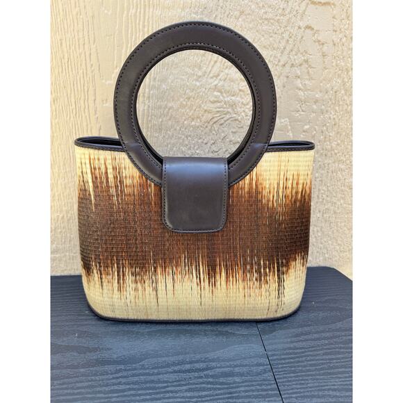 Vintage Le Sac Rattan Handbag - Black & Natural - Picture 1 of 7